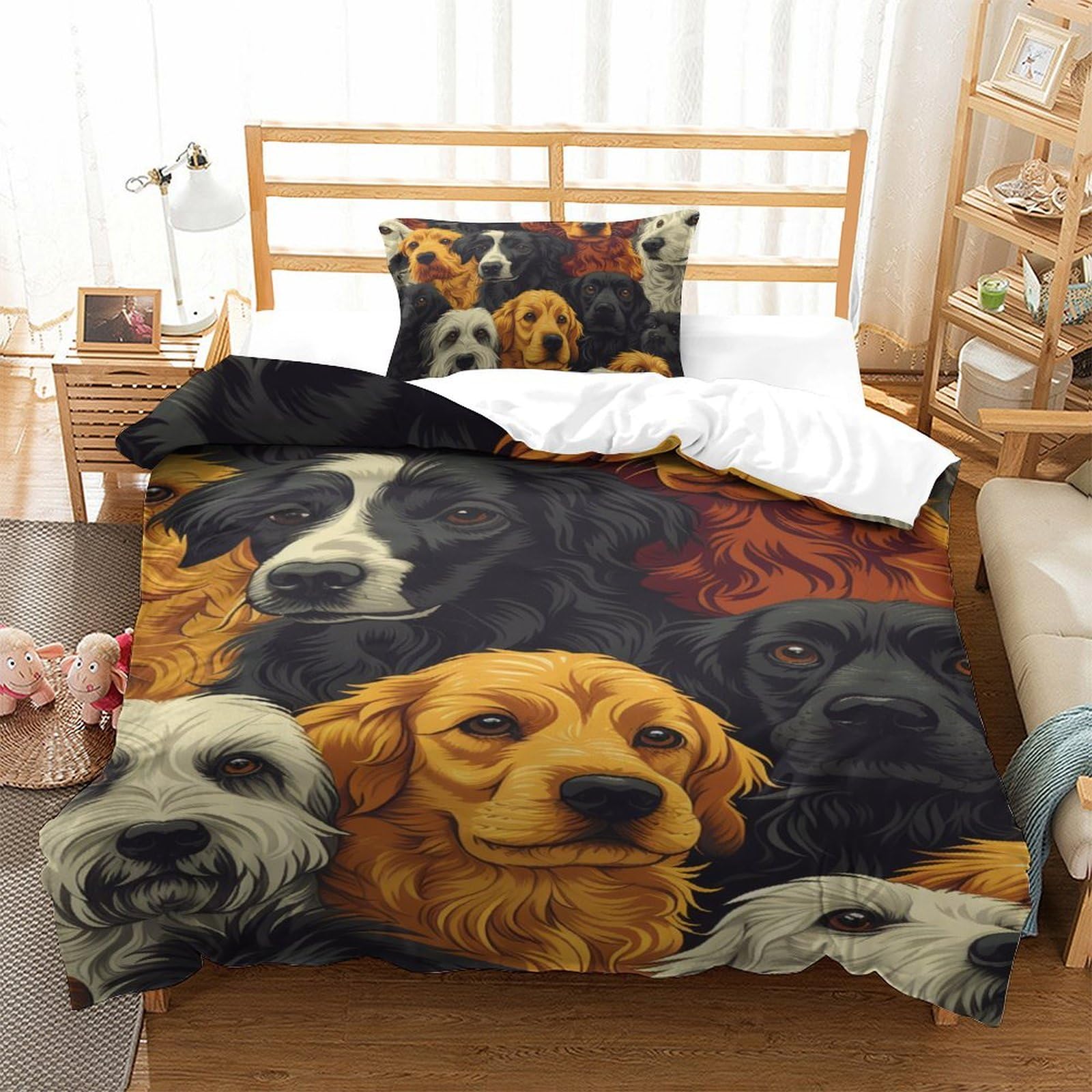 Housse de couette Golden Retriever 135x200cm en microfibres pour lit simple