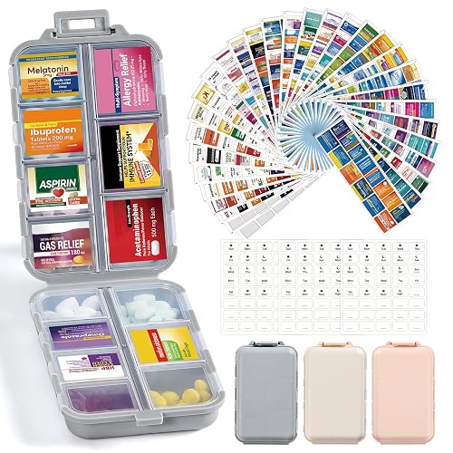 3 Pack 14 Grids Travel Pill Organizer Box with 415-Pcs