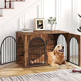 Hzuaneri Hundekäfig Möbel, 100cm Hundebox für Zuhause, 3 Türen, Bogentür, Moderne Hundebox Indoor für Hunde, Beistelltisch, Hundekäfig Hochbelastbar, 100 x 60 x 63 cm, Vintagebraun DFC84101B product image