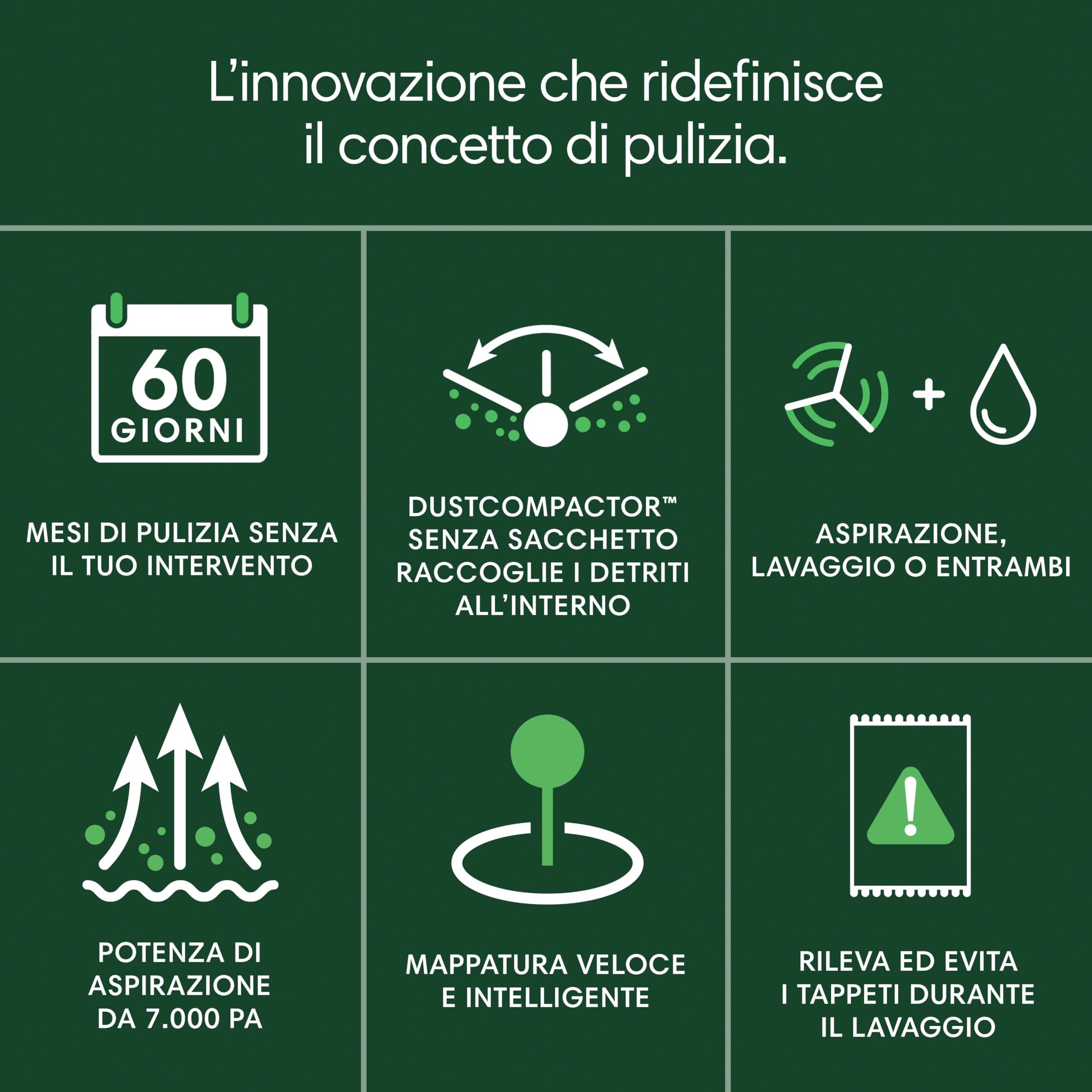 iRobot Roomba 205 DustCompactor Combo, Robot Aspirapolvere Lavapavimenti, Senza Sacchetto, Raccoglie e Compatta la Polvere, Navigazione LiDAR, Rileva Tappeti/Moquette, Controllo tramite App, Bianco