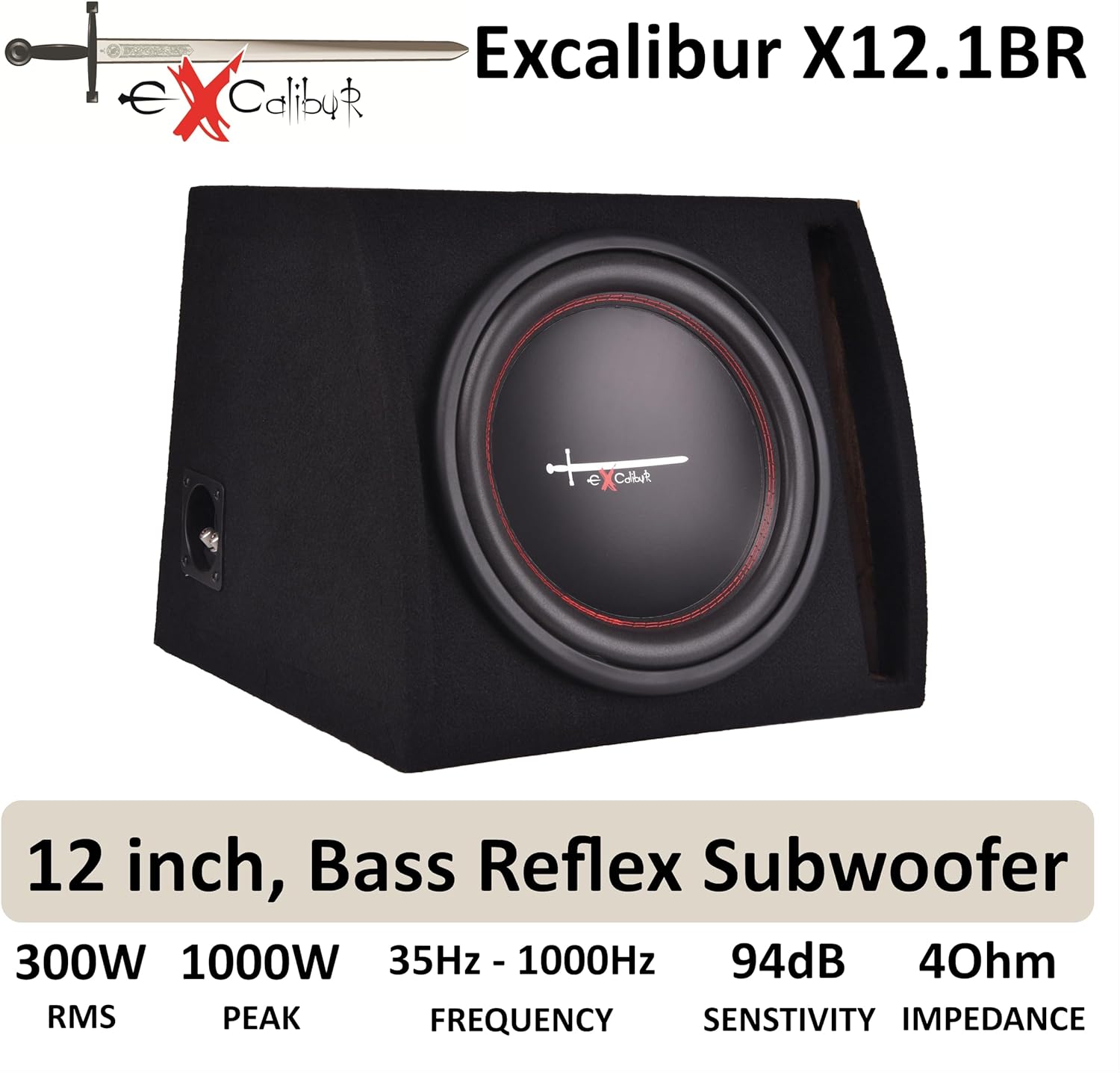 Excalibur X12.1BR Subwoofer with key specifications