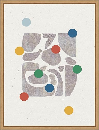Amanti Art Framed Canvas Wall Art 24x18 Retro Dots and Paper by THE MIUUS STUDIO, Framed Wall Art Canvas, Abstract Artwork, Modern Decor, Medium