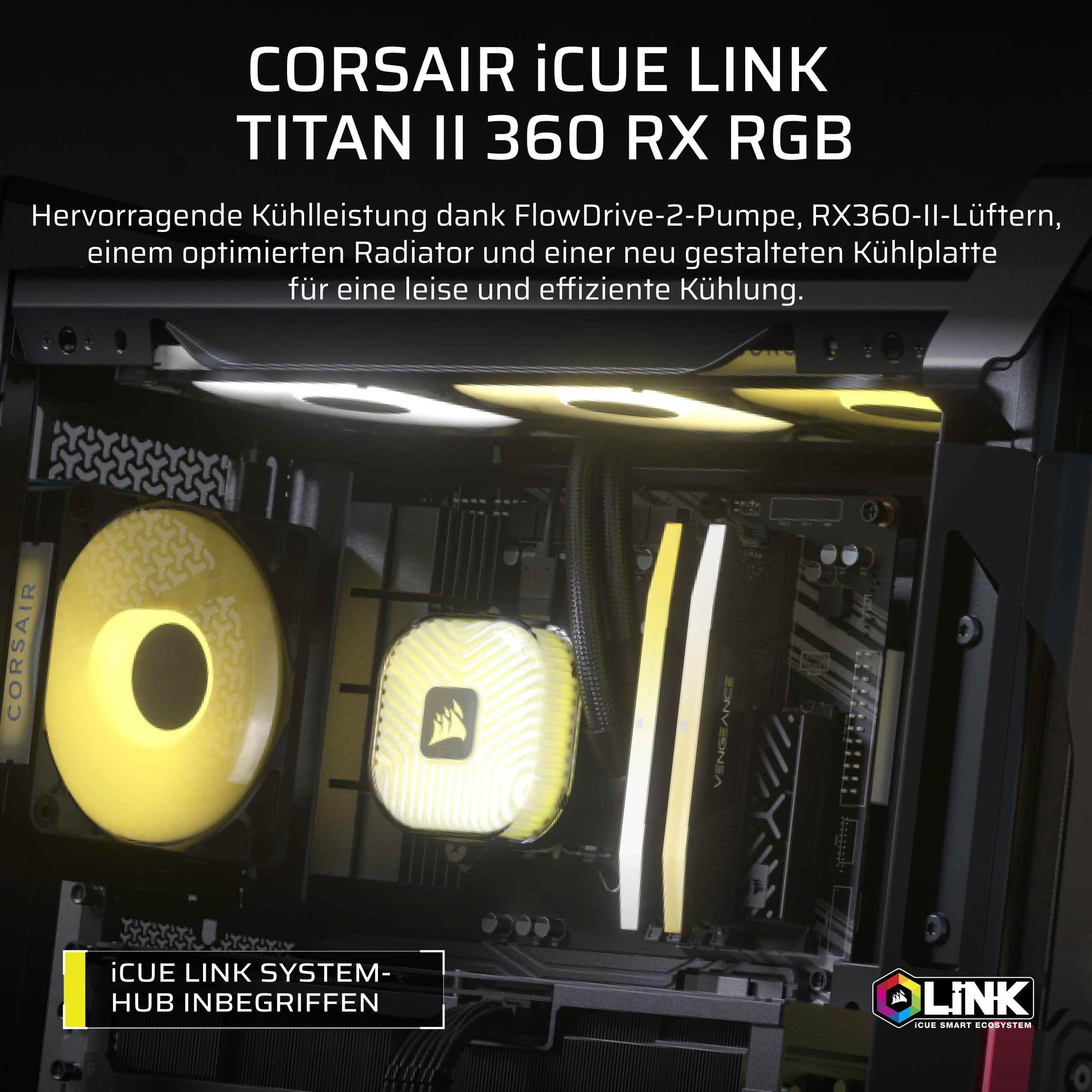 CORSAIR iCUE LINK TITAN II 360 RX RGB AIO-CPU-Flüssigkeitskühler – Schwarz