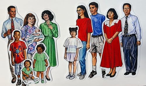 Miniatura 3 de Juego de 4 familias 27 figuras de fieltro multiculturales diversas para tablero de franela - precortadas