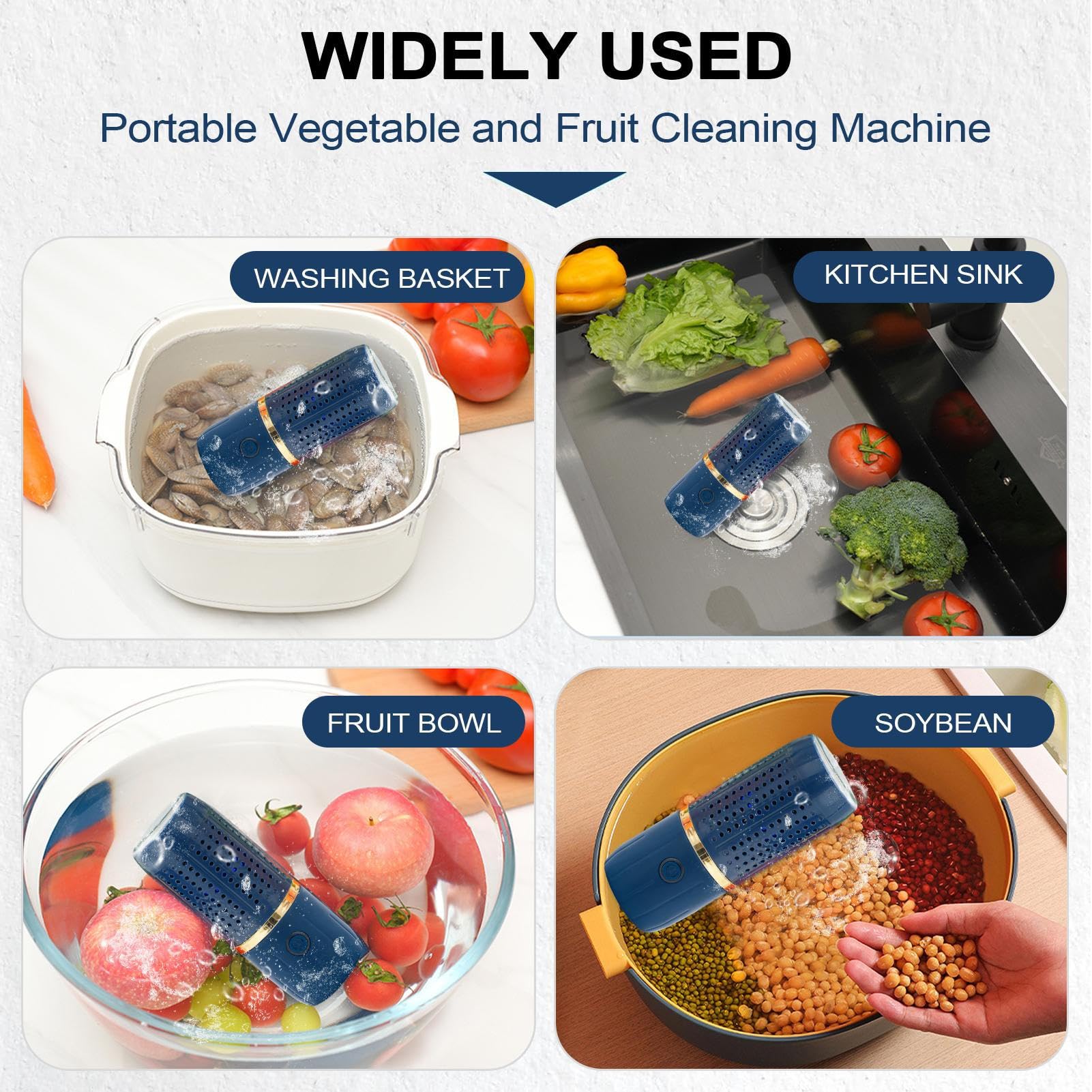 Dispositivo Limpiador De Verduras, Lavadora Portátil De Frutas Y Verduras Con Pila De 4800 mAh, Máquina De Limpieza Multifuncional Para Alimentos Carnes Mariscos