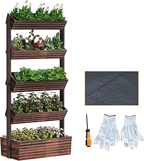 Vertical Wooden Raised Garden Bed Planters Wood Planter Kit Plant Stand ...