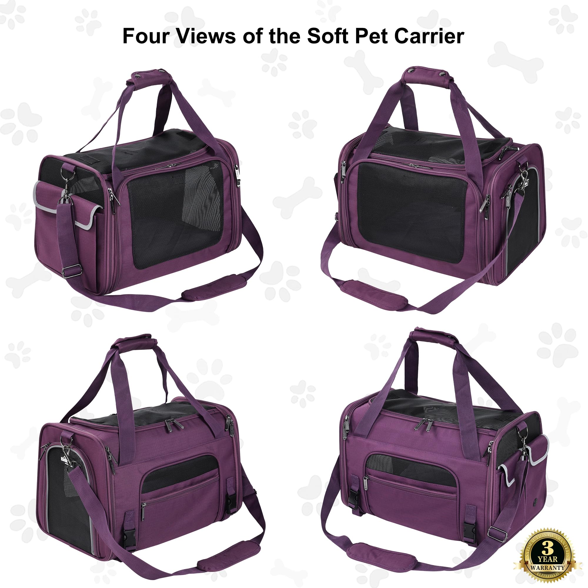 EliteField Deluxe Soft-Sided Pet Carrier (3 Year Warranty, Airline Approved), Travel Bag for Dogs, Cats & Small Pets, with Expandable Mat - image 4
