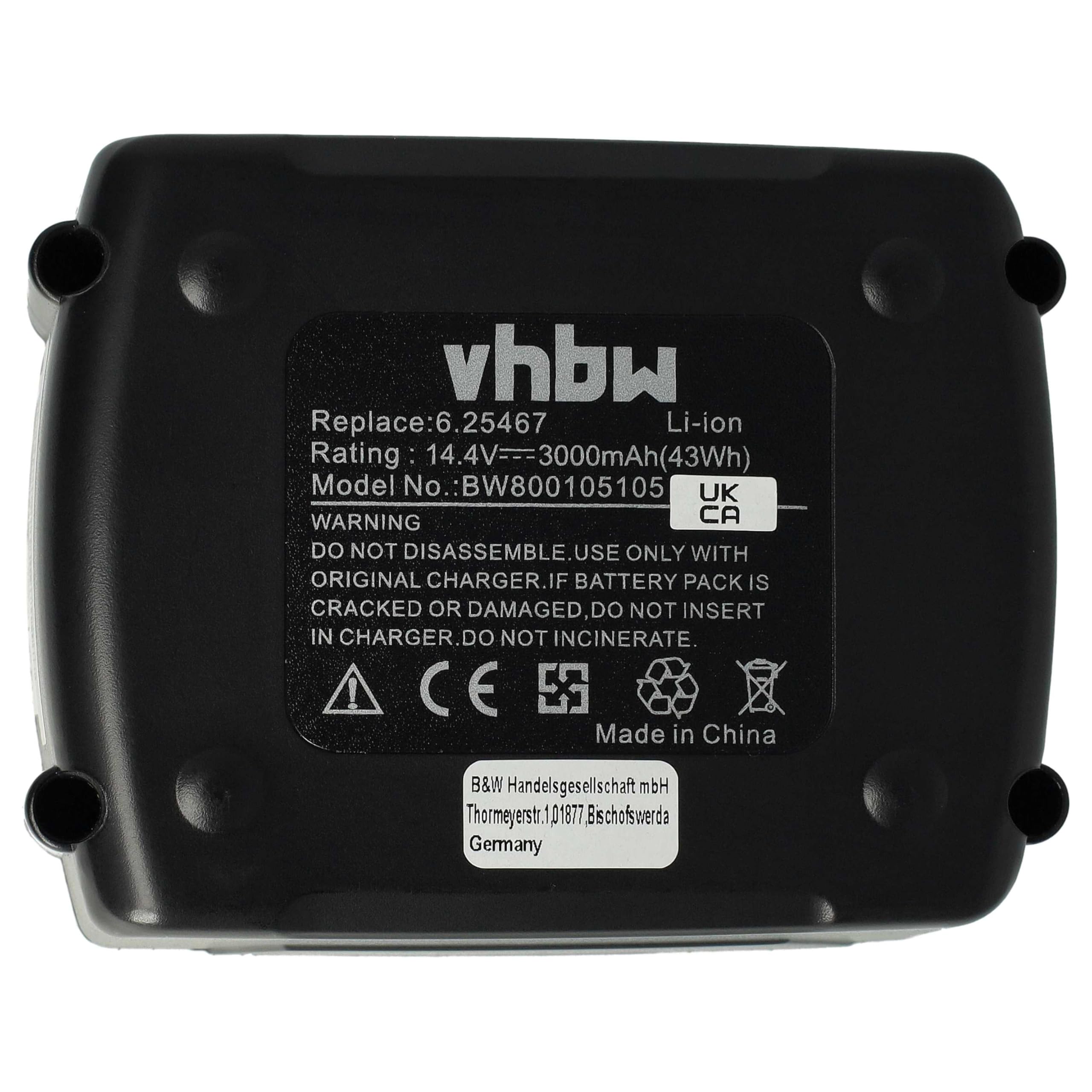 vhbw Akku kompatibel mit Metabo ULA 14.4 6.02311.00 Werkzeug (3000 mAh, Li-Ion, 14,4 V)