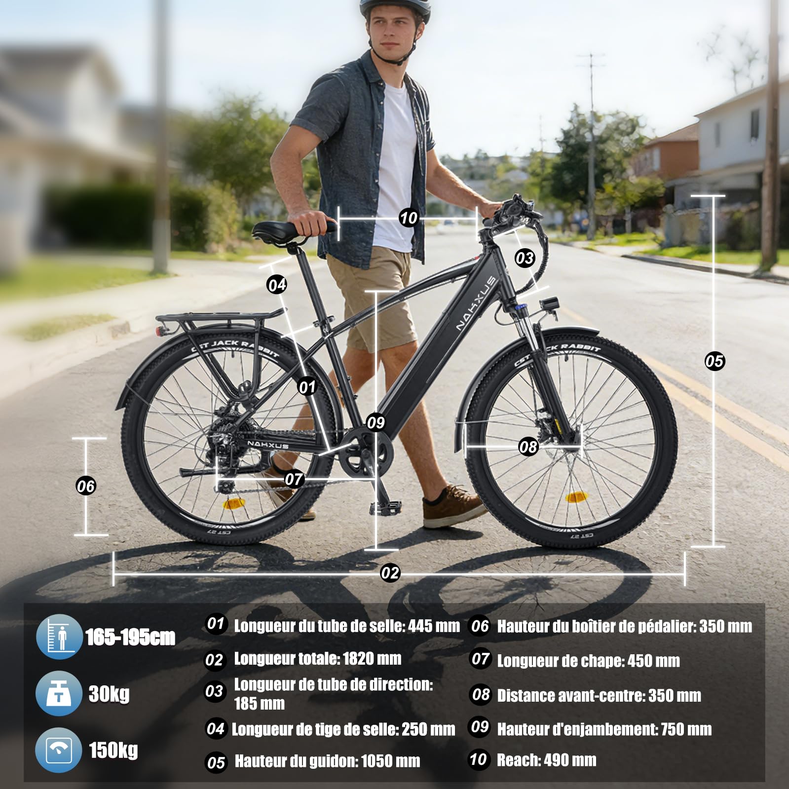 27M204 Vélo électrique pour homme, 27,5", gris, moteur sans balais 250 W, batterie 36 V 13 Ah, 25 km/h, écran LCD avec contrôle par application, portée jusqu'à 100 km, portée jusqu'à 100 km