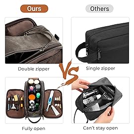 Elviros Toiletry Bag for Men, Large Travel Shaving Dopp Kit Water-resistant Bathroom Toiletries Organizer PU Leather Cosmetic Bags