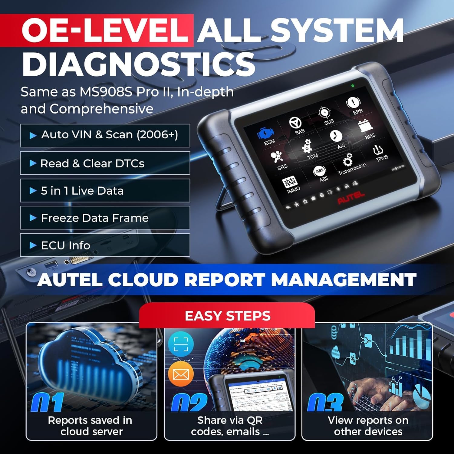 Autel MaxiPRO MP808S OBD2 Diagnosegerät Auto, 2026 KFZ Scanner mit 2 Jahren Updates(650€), ECU Codierung wie MP900-BT MS906PRO, 31+ Dienst, 3K+ Bidirektionaler Tests, Up von MX900 MP808BT PRO MK900BT