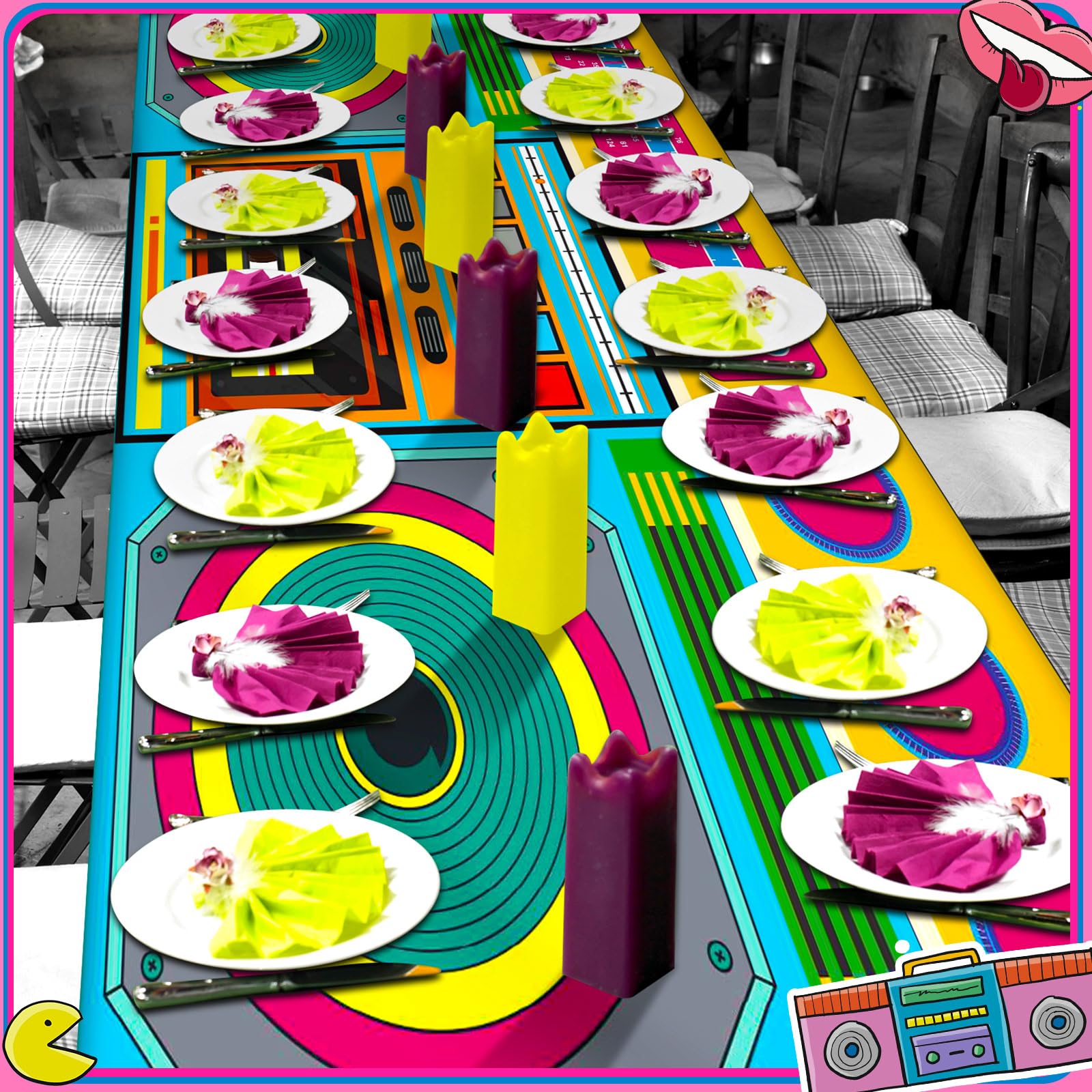 80's Party Round Candy Sticker - I Love 80's Hip Hop Party Favors