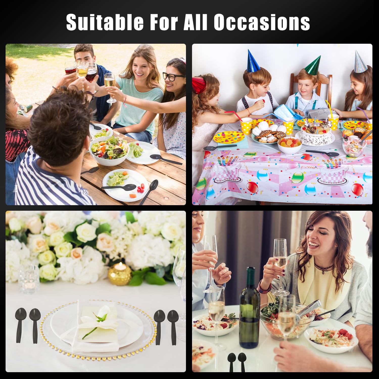 Lot De 100 Couteaux Et Fourchettes En Plastique Réutilisables - Transparent Cristal Pour Anniversaires, Fêtes, Mariages Et Barbecues