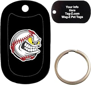 Custom Engraved Pet Tag - ANGRY BASEBALL BLACK - Dog Tag - Tag-Z Wag-Z