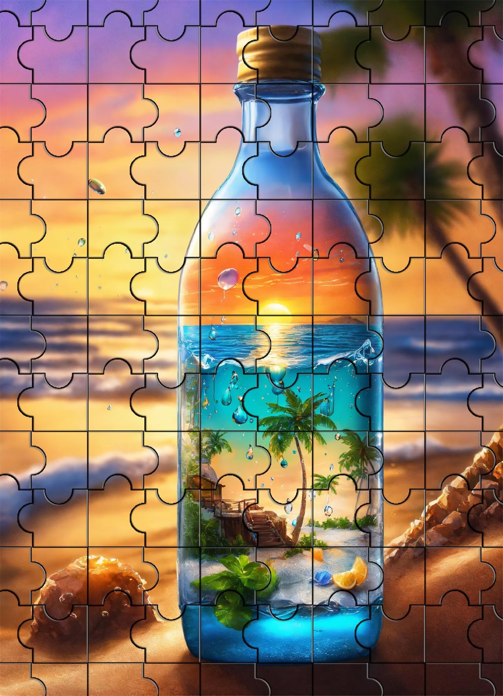 2000 Teile Puzzle Für Erwachsene,Wunschflaschen-Landschaft DIY-Puzzle,Kreative Unterhaltung, Spaß, Klassisches Puzzles Familienspiele
