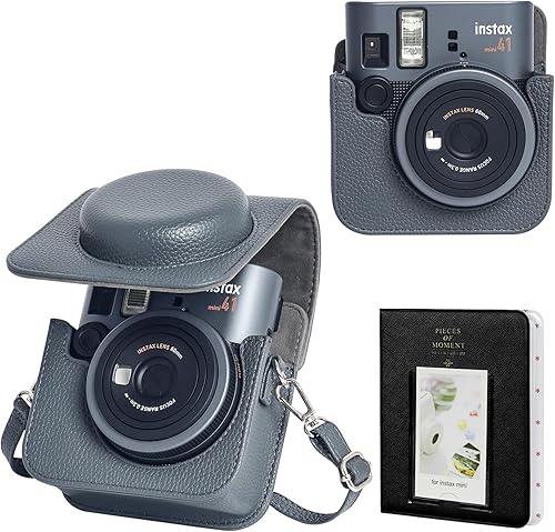 Miniatura 10 de WOGOZAN Mini 41 Funda protectora para cámara instantánea Fujifilm Instax Mini 41, funda de cuero PU retro para cámara Mini 41 con álbum de fotos
