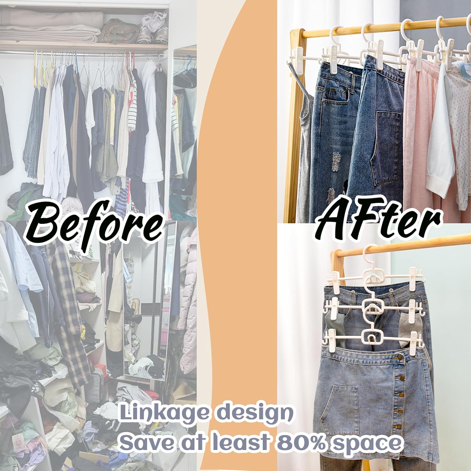 18 Pack Pants Hangers with Clips-Stackable White Plastic Trouser Skirt Hangers, 360° Swivel Hook, Adjustable Non-Slip Clips, Space Saving Closet Organizers for Jeans, Baby Clothes, Drying