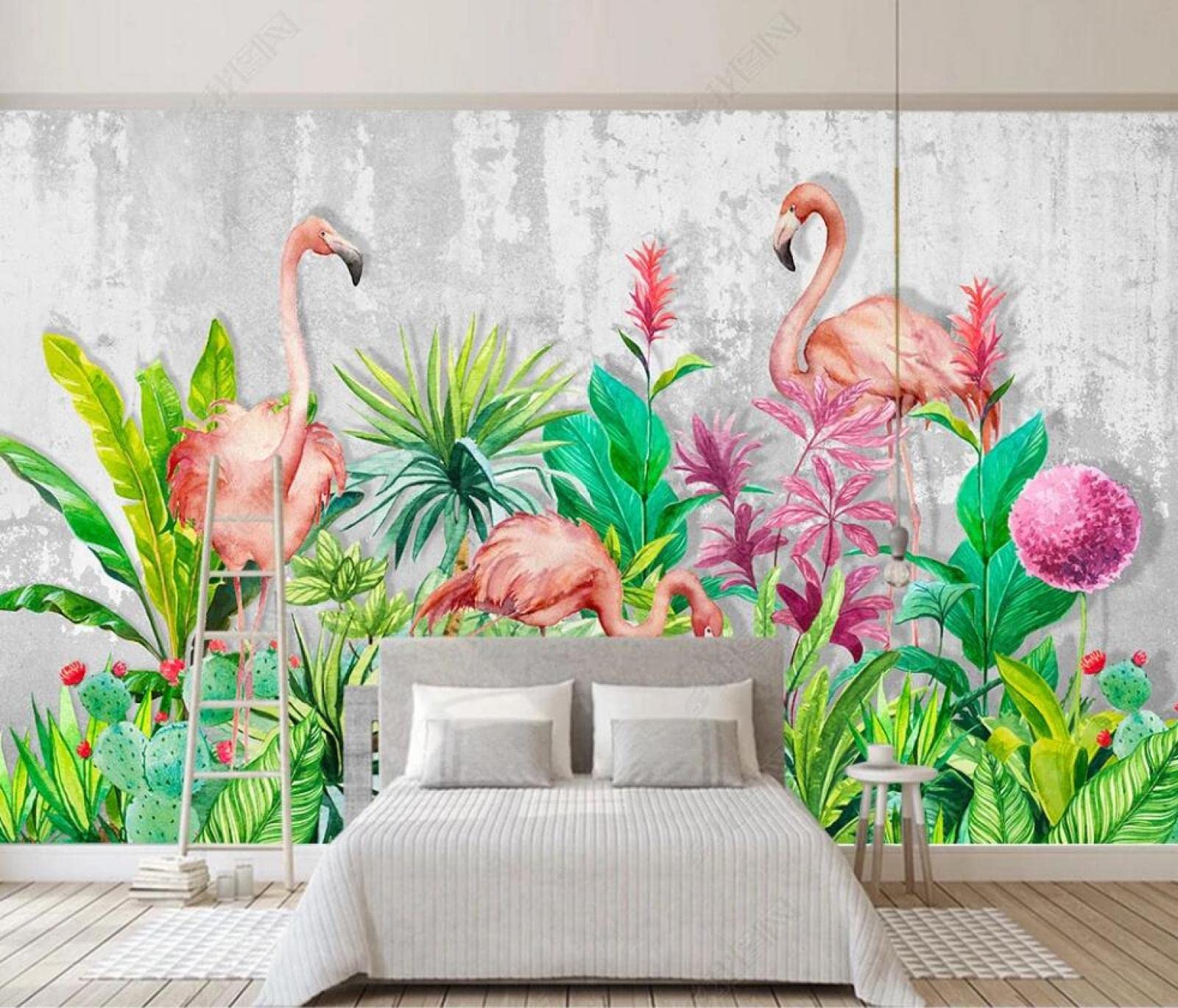 Papier peint panoramique plantes tropicales feuilles oiseaux salon