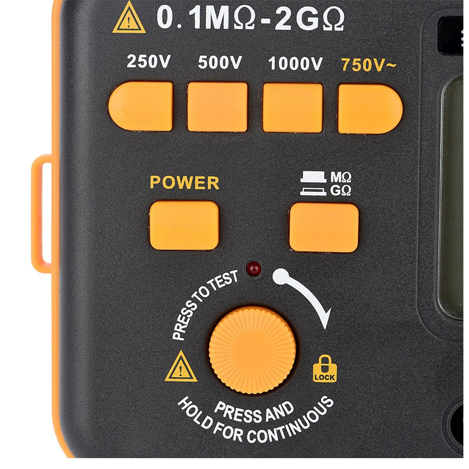 Cyfrowy miernik rezystancji izolacji VC60B, miernik wysokiego napięcia 250 V/500 V/1000 V, zakres pomiarowy 0,1 MΩ-2GΩ, wyświetlacz LCD z podświetleniem