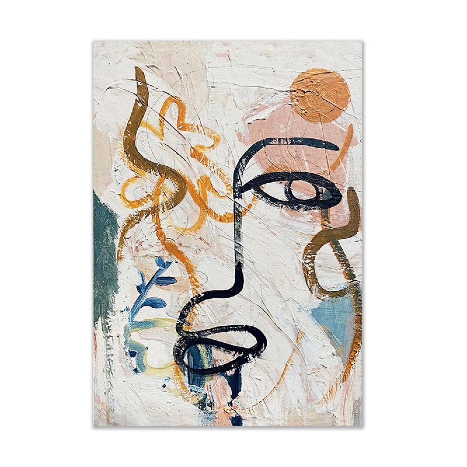 Zhadongli Art With Frame Retro Matisse Graffiti Posters And Prints Abstract Human Face Wall Art Canvas Painting Picture For Living Room Home Decor 40X50cm(16X20in) Withframe