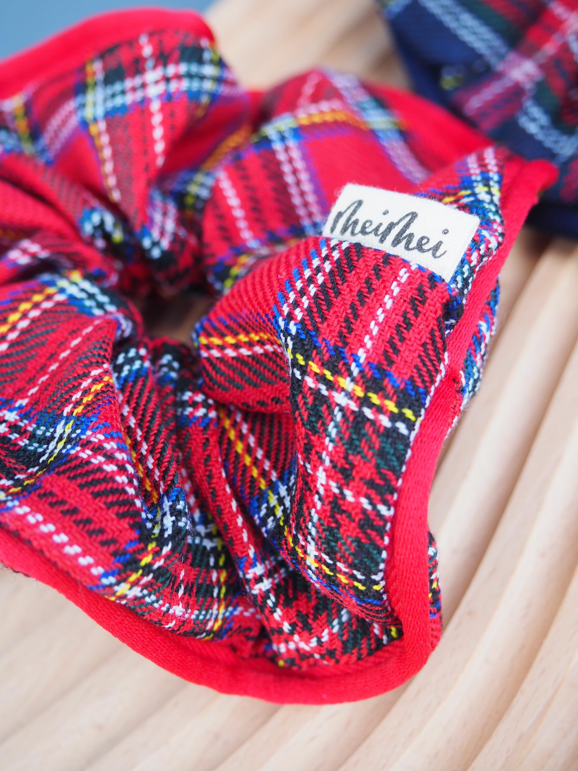 MeiMei Tartan Hair Bow, Christmas Xmas Stocking fillers, Gift Present, Hair Tie Rubber Elastic Band Bobble Scrunchies - Image 3