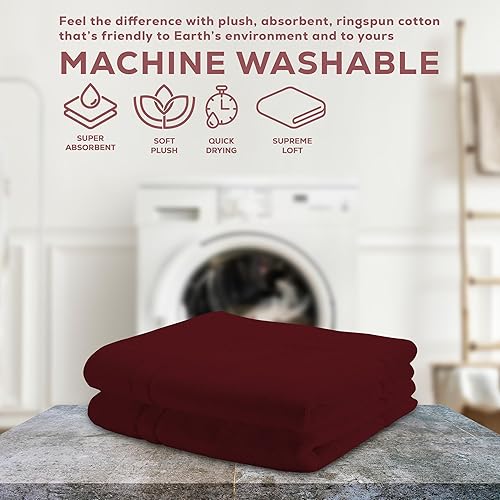 Miniatura 8 de ALIBI Juego de toallas de baño  Paquete de 2 toallas de algodón de lujo súper suaves y absorbentes, para hotel, spa, ducha y baño (no es una