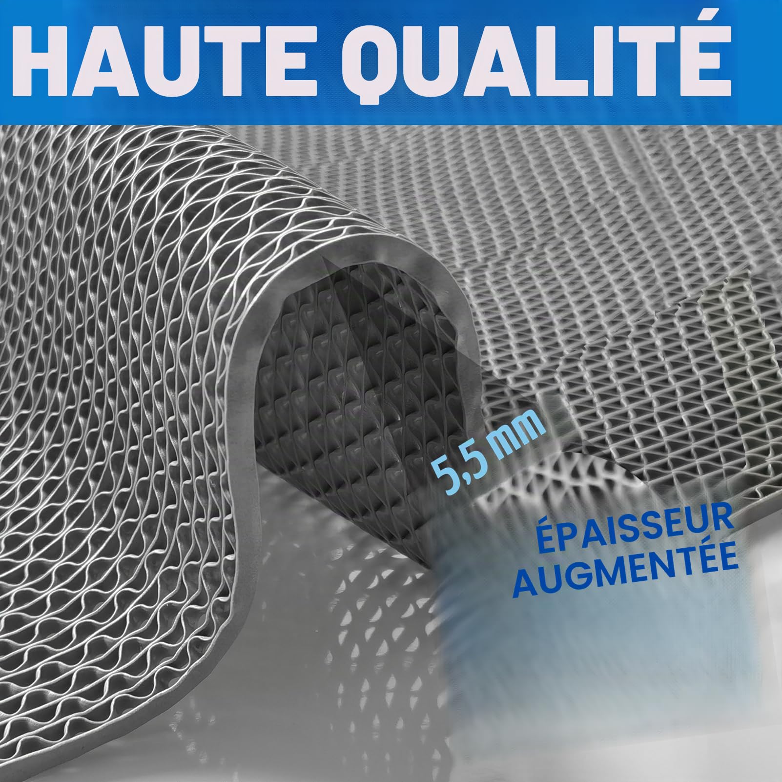 Tapis de drainage PVC 90 * 300 cm, 5,5 mm d’épaisseur antidérapant pour piscine, tapis de cuisine commercial, tapis de douche, tapis de salle de bain pour zone humide de cuisine, zone humide de