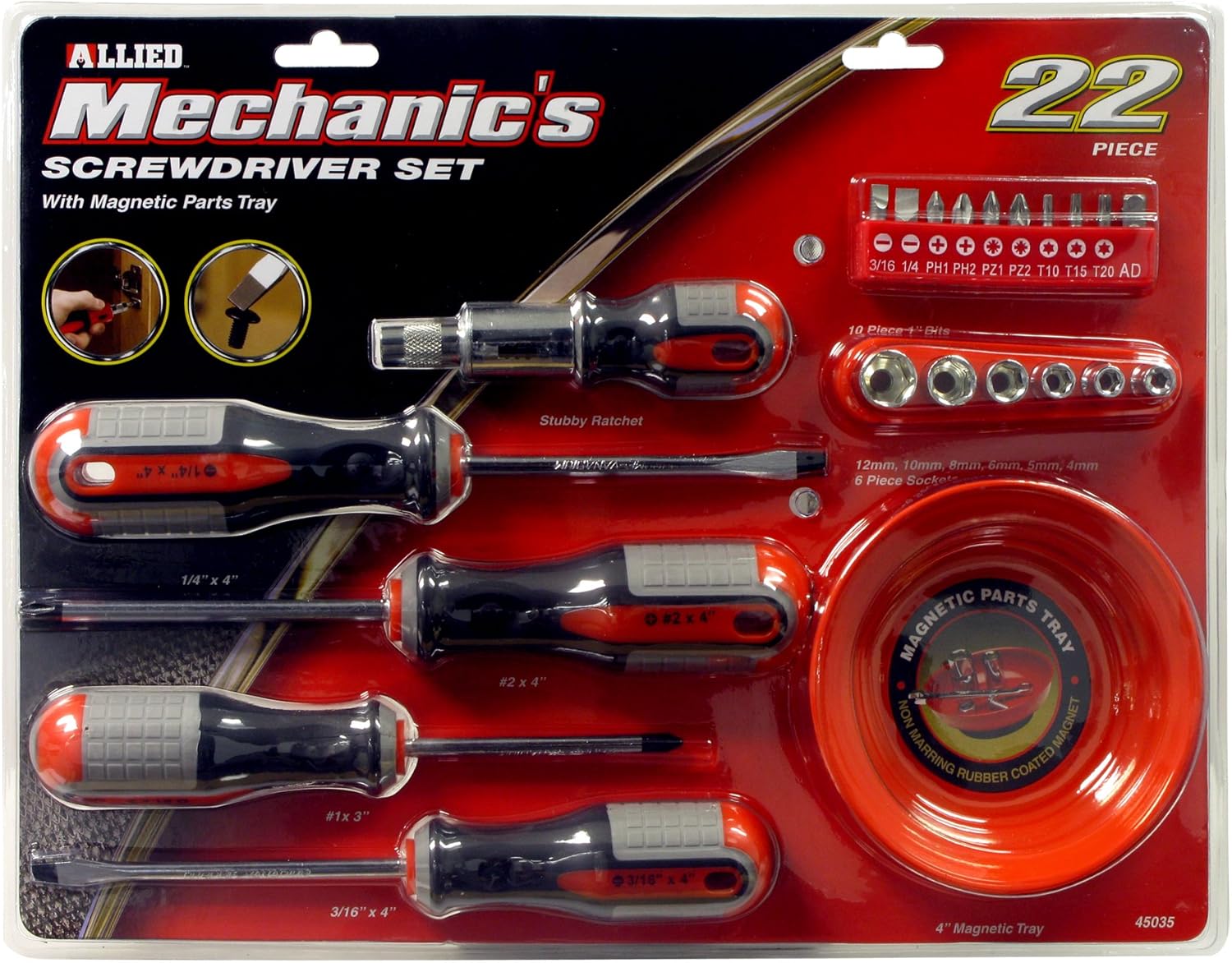 Allied Tools 45035 Screwdriver Set, 22Piece Dewalt Ratchet Set