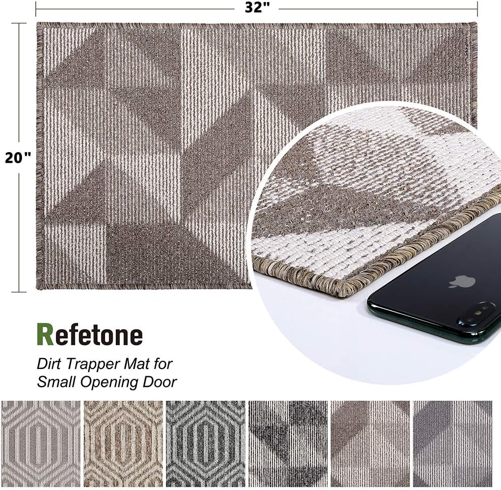 REFETONE Indoor Doormat Front Door Mat Non Slip Rubber Backing Absorbent Mud and Snow Magic Inside Dirts Trapper Mats Low-Profile Entrance Rug Machine Washable - 20" X 32", Camel