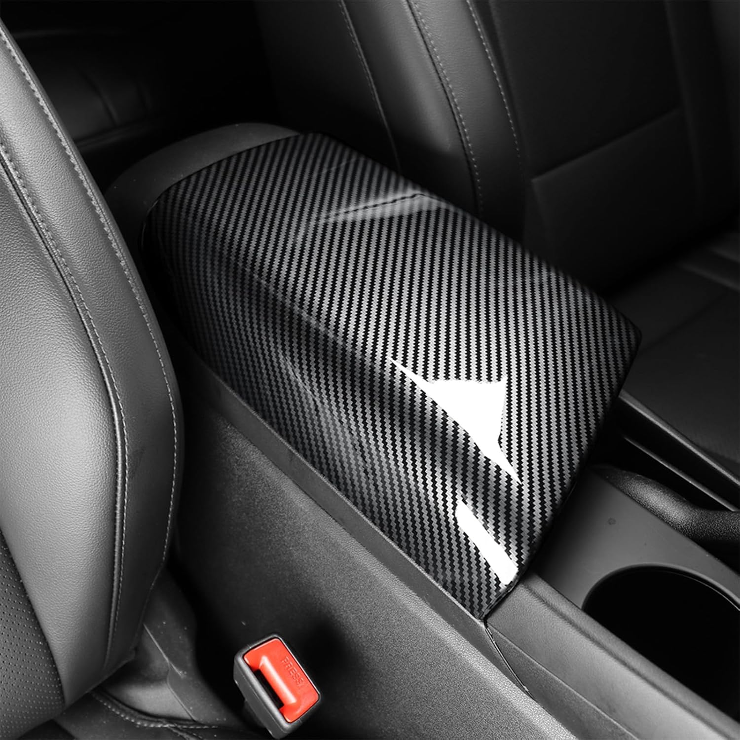 Car Armrest Cushion Cover Carbon Fiber Pattern ABS Console Armrest Box Pad Cover Compatible with Hyundai Elantra N 2023-2025 Accessories