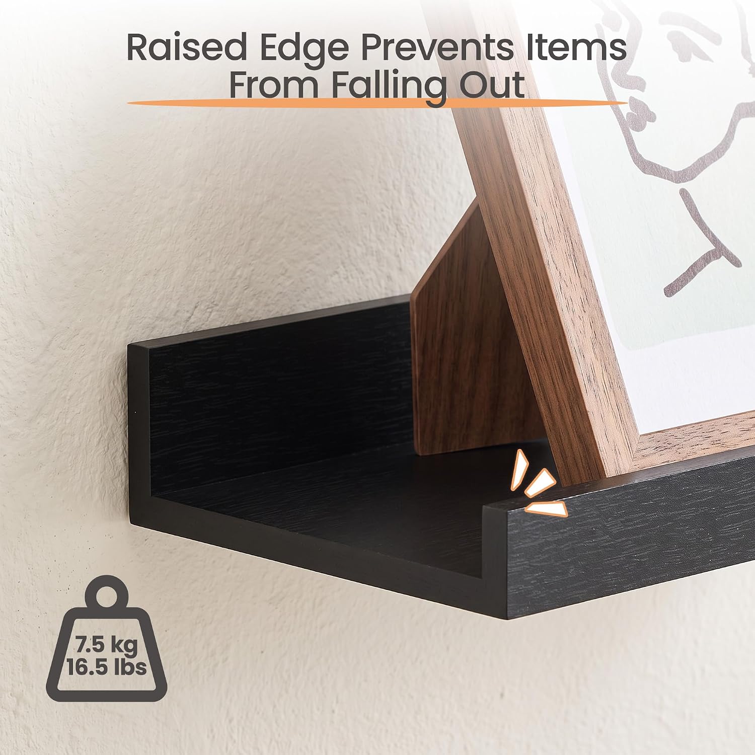upsimples Long Floating Shelves for Wall Decor and Storage, 23.6'' Black image 4