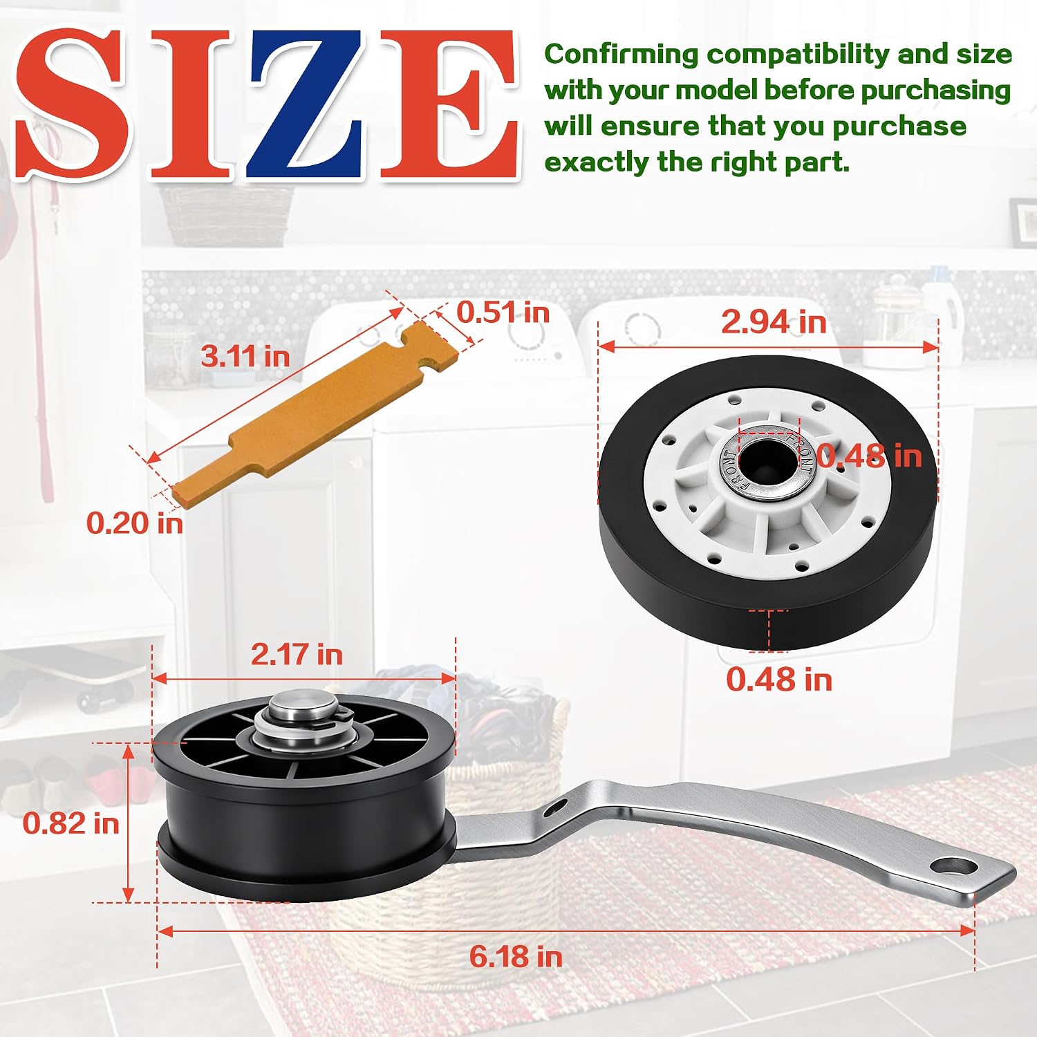 37001287 Dryer Idler Pulley 37001042 Drum Support Rollers 37001042 Glides Fit for May-tag Replaces WP37001042 WP37001042VP WP37001287 WP37001287VP WP37001298 WP37001298VP PS11741913 PS11741930