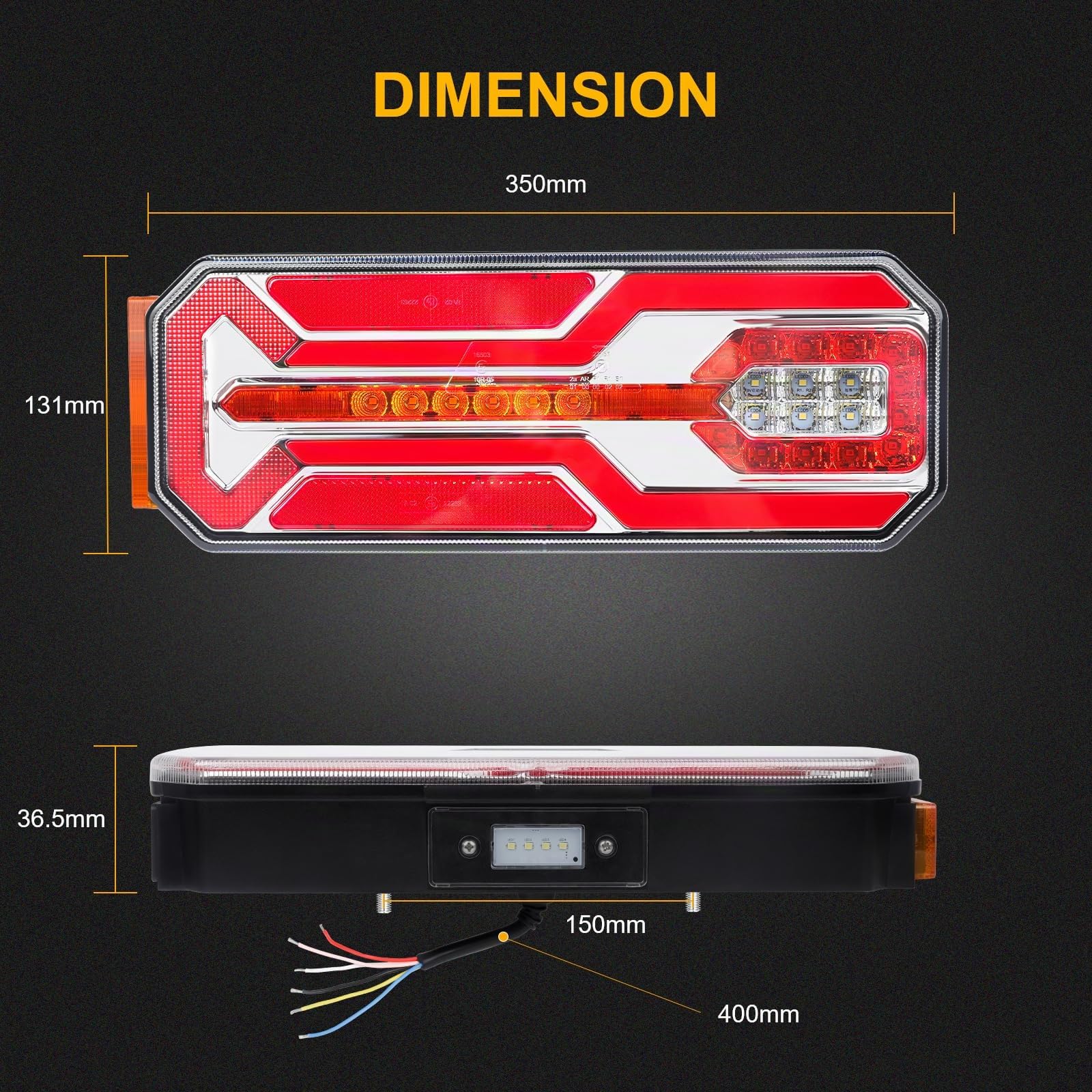 AOHEWEI 2 Feux Arrière LED pour Camions 12V/24V Super Lumineux Étanches - Feux de Position, Clignotants, Stop, Recul, Anti-Brouillard et Marqueurs Latéraux pour Remorques Poids Lourds Caravanes Fourgo