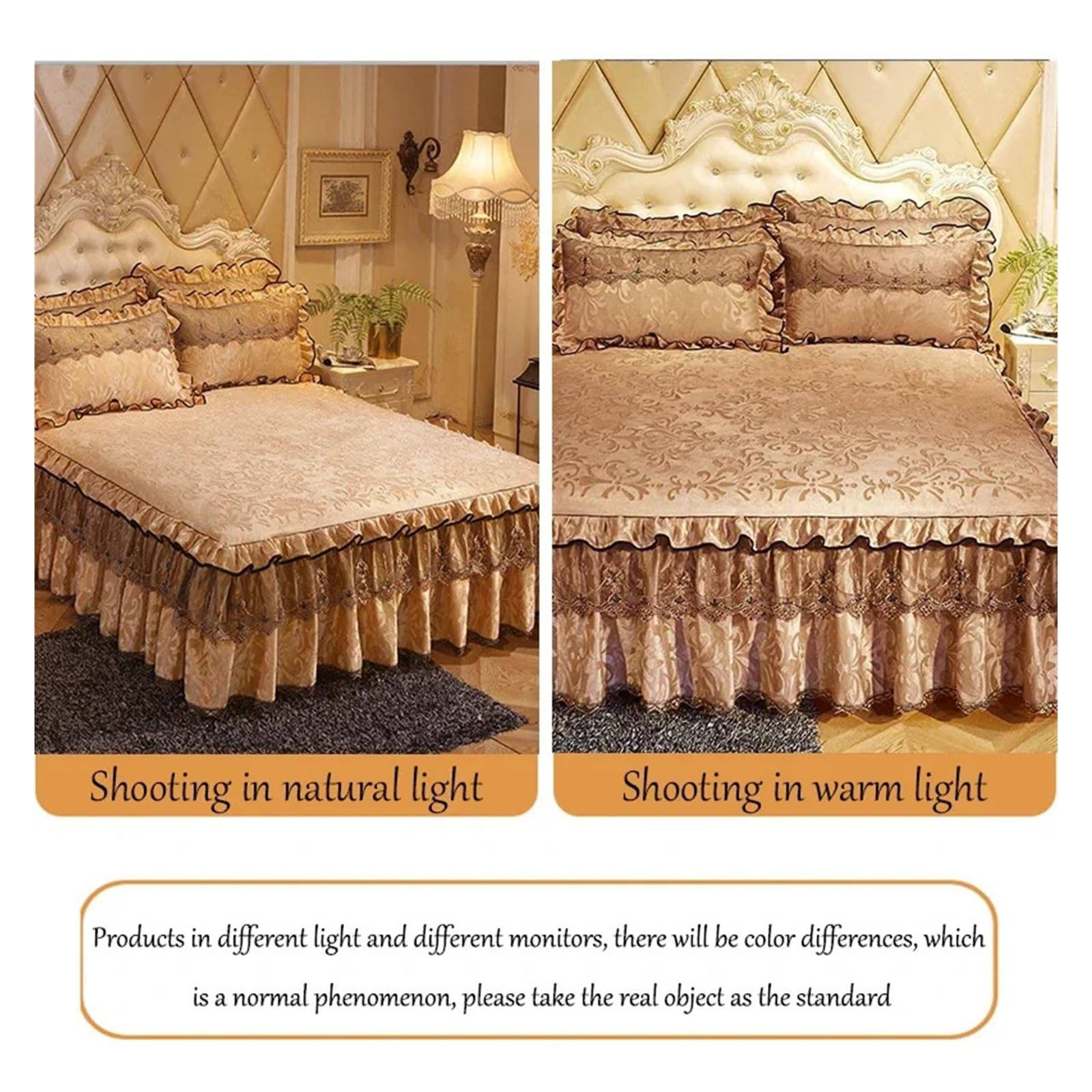 3 Stück Tagesdecke auf dem Bett Luxus Spitze Bettrock Dicke Schöne Bettwäsche Bettwäsche Bettlaken Home Tagesdecken Queen/King Size (Grau, 3 Stück 160 x 200 cm)