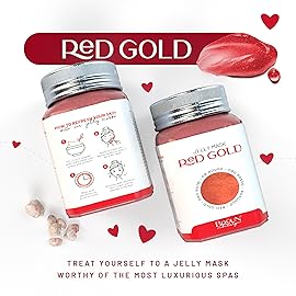 BRUN Jelly Mask Jar Red Gold Lactic AC AHA Peel-Off Face Care Rubber Mask | 23 fl oz Skin Care Moisturizing Gel Mask Jar Spa Set