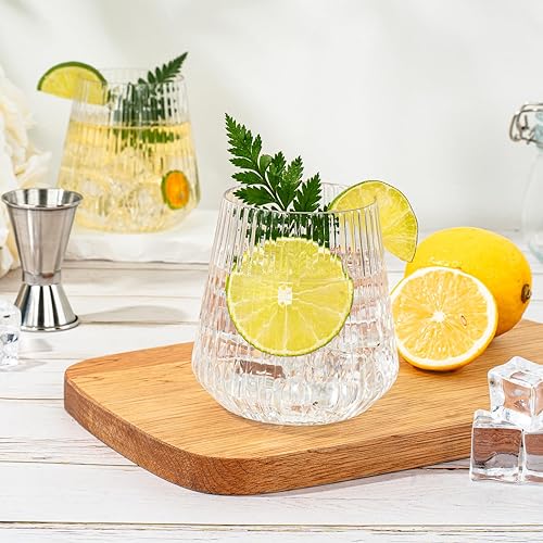 Miniatura 6 de BESTSTAR 36 copas de vino de plástico transparente acanalado de 12 onzas, copas de champán desechables de origami onduladas, elegantes vasos de