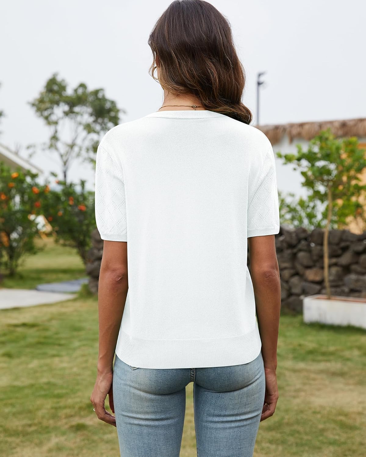 VIISHOW Short Sleeve Lightweight Summer Cardigan for Women, Button Down Open Front V Neck Crochet Knit Cropped Bolero Shrugs - Image 5