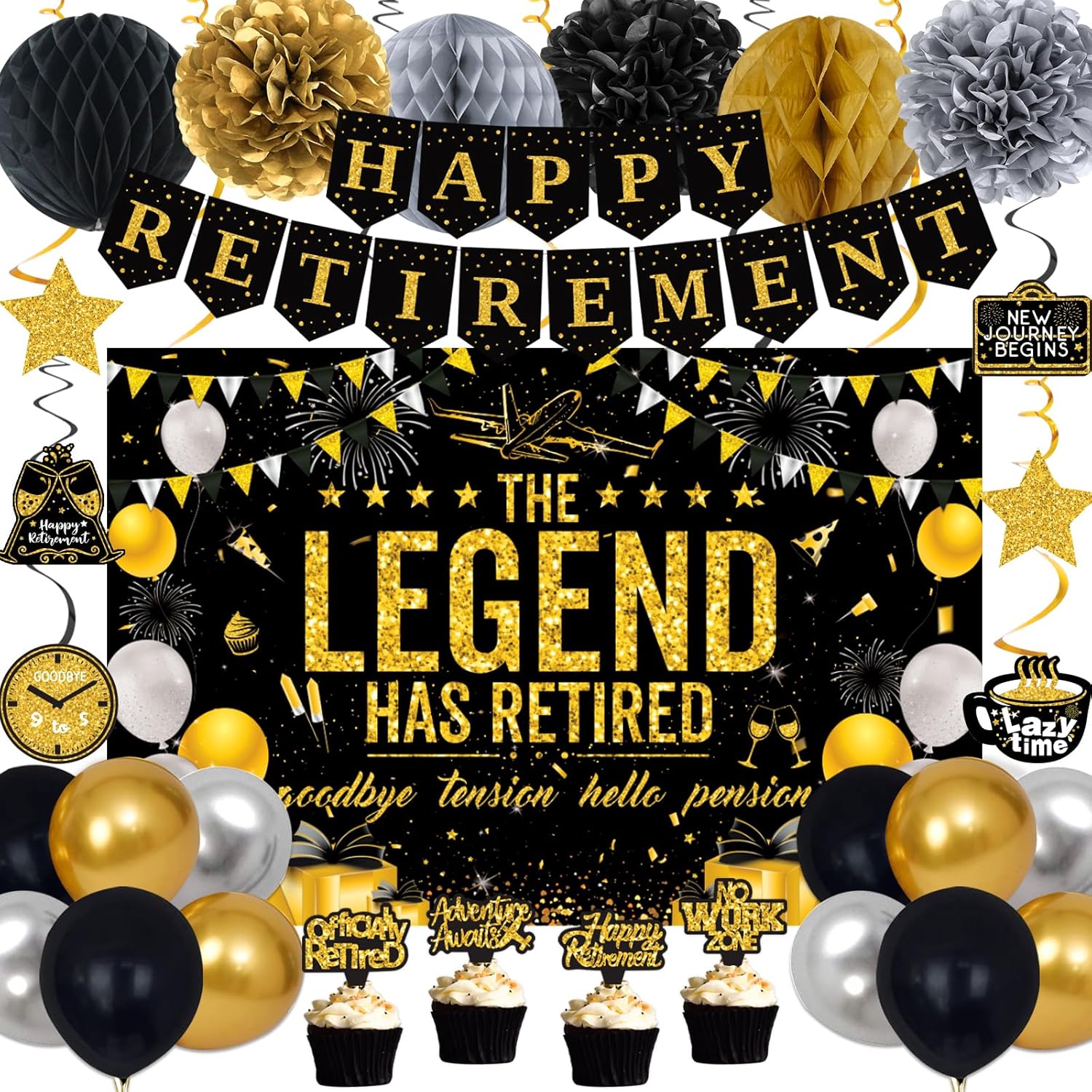Retirement Party Decorations Men Women, Black Gold Kenya Ubuy