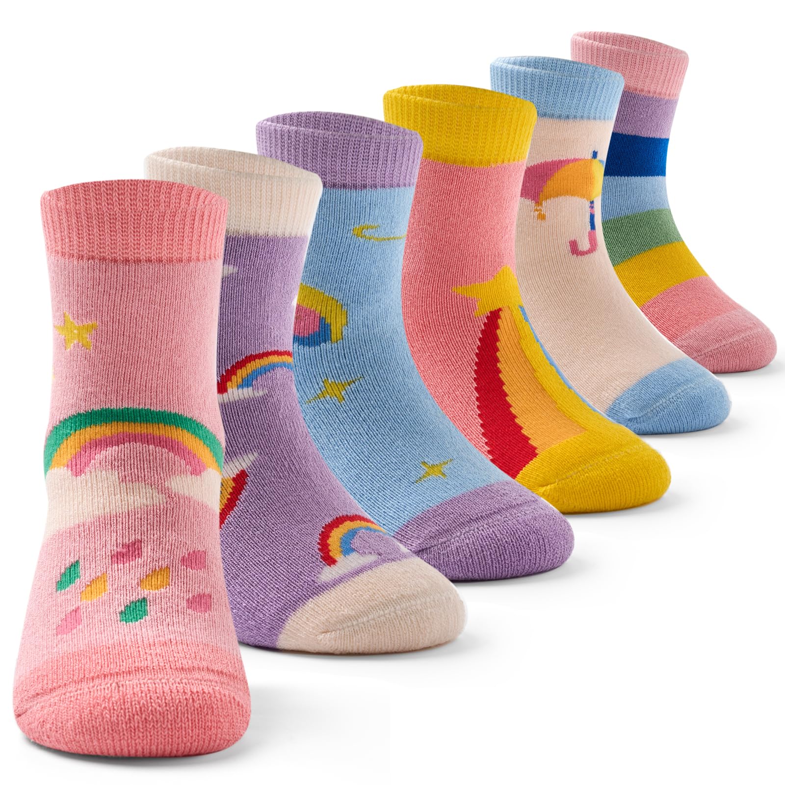 Qterdiz Boys Warm Socks Kids Winter Socks Thicken Terry Thermal Crew Socks for Boys 6 Pack