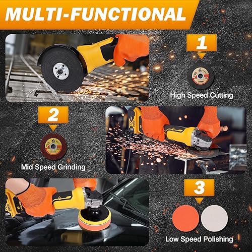 Vista 6 de Amoladora angular compatible con batería Dewalt 20V MAX (batería no incluida), amoladora angular inalámbrica, motor sin escobillas, hoja de 4-12