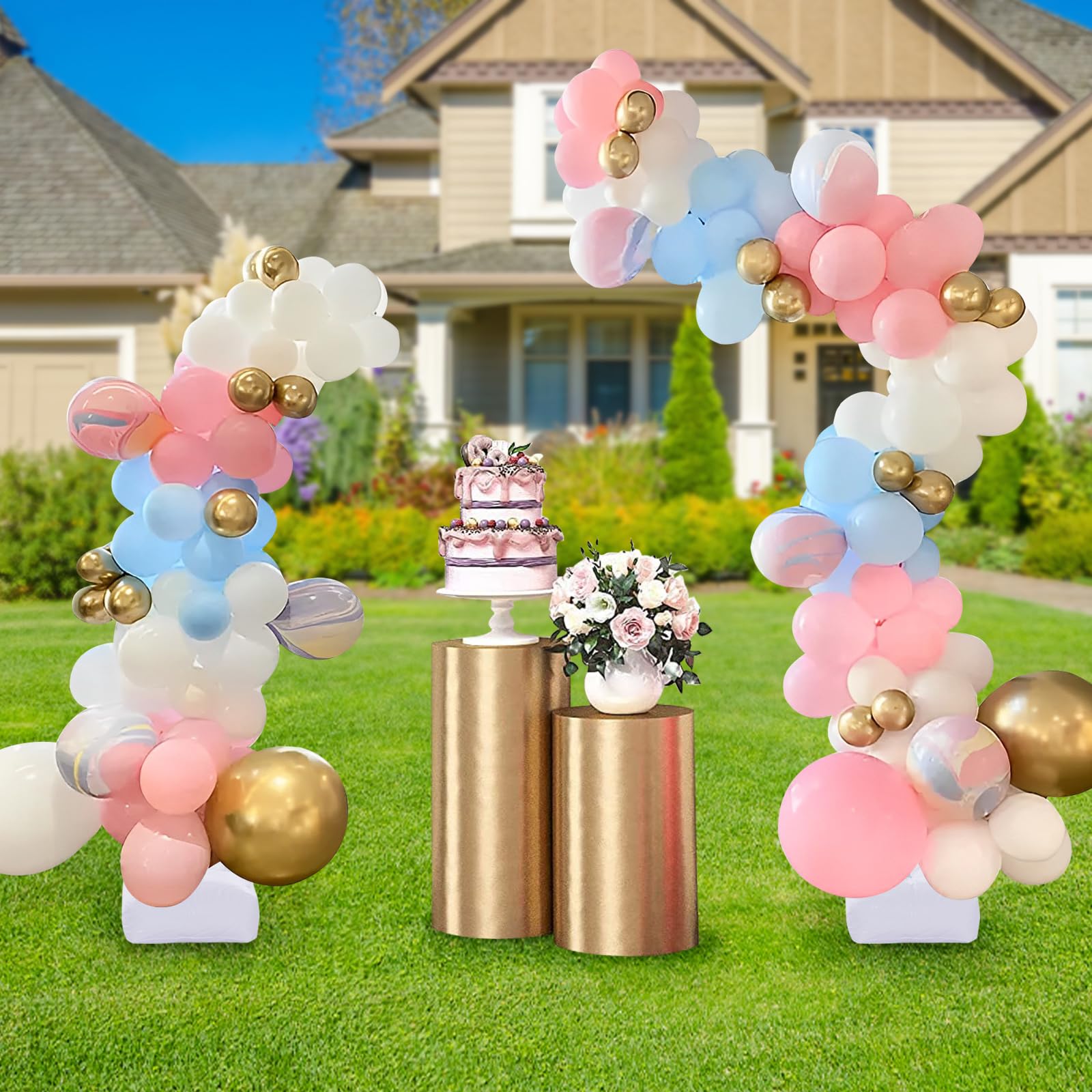 Supporto per arco per palloncini, in metallo, 2,5 m e 1,5 m, set di supporto per palloncini, adatto per compleanno, matrimonio, laurea, anniversario