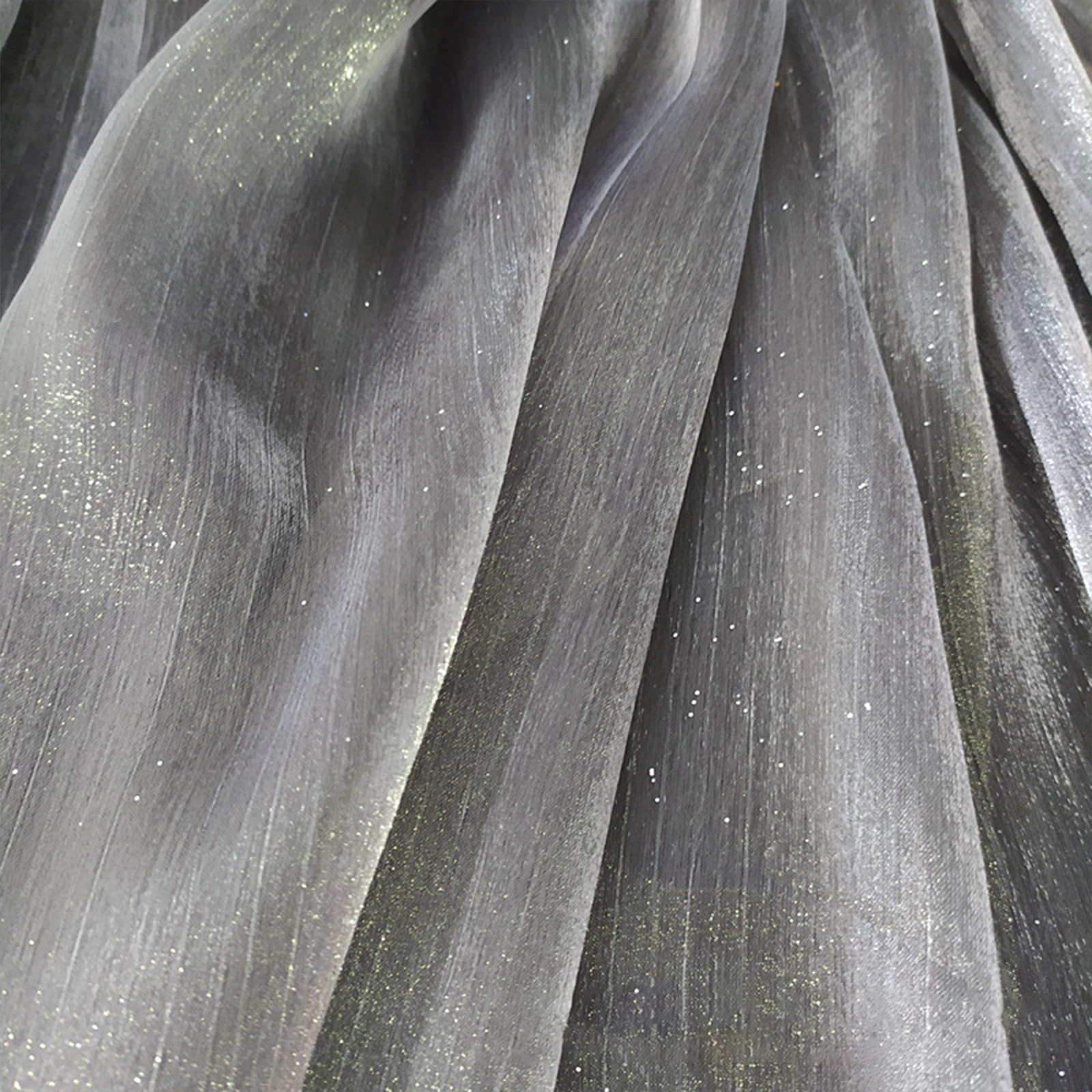 Organza Lace Voile Fabric, Organza Iridescent Tulle Gauze Lace Voile Sequin Bronzing Fabric Multicolor 1.5x1M(Grey)