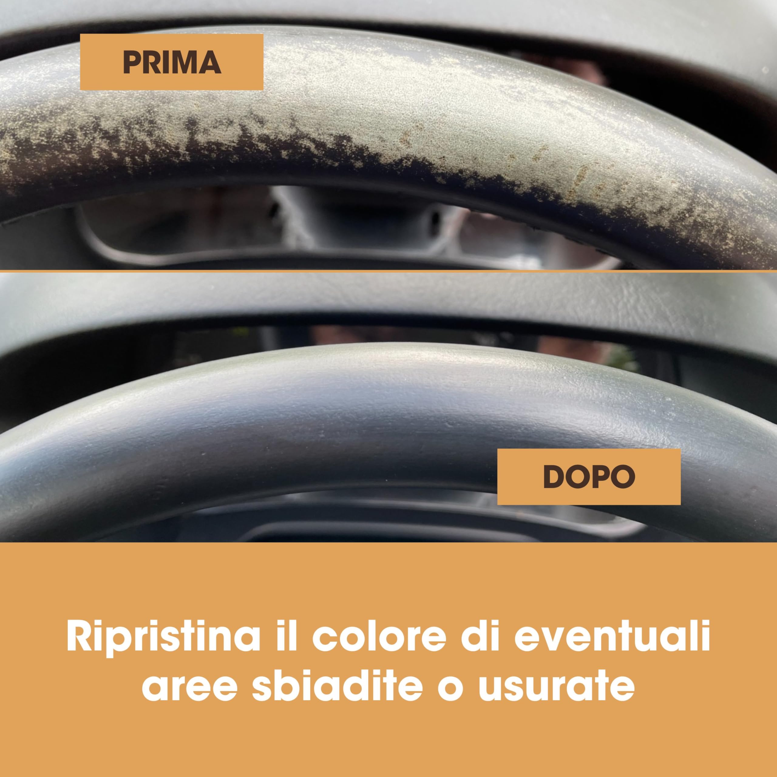 Furniture Clinic Kit di Riparazione per Volanti in Pelle (Nero) - Rimuove qualsiasi Accumulo di Grasso, Ripara Qualsiasi Danno e Ripristina il Colore di Qualsiasi Volante in Pelle Usurata