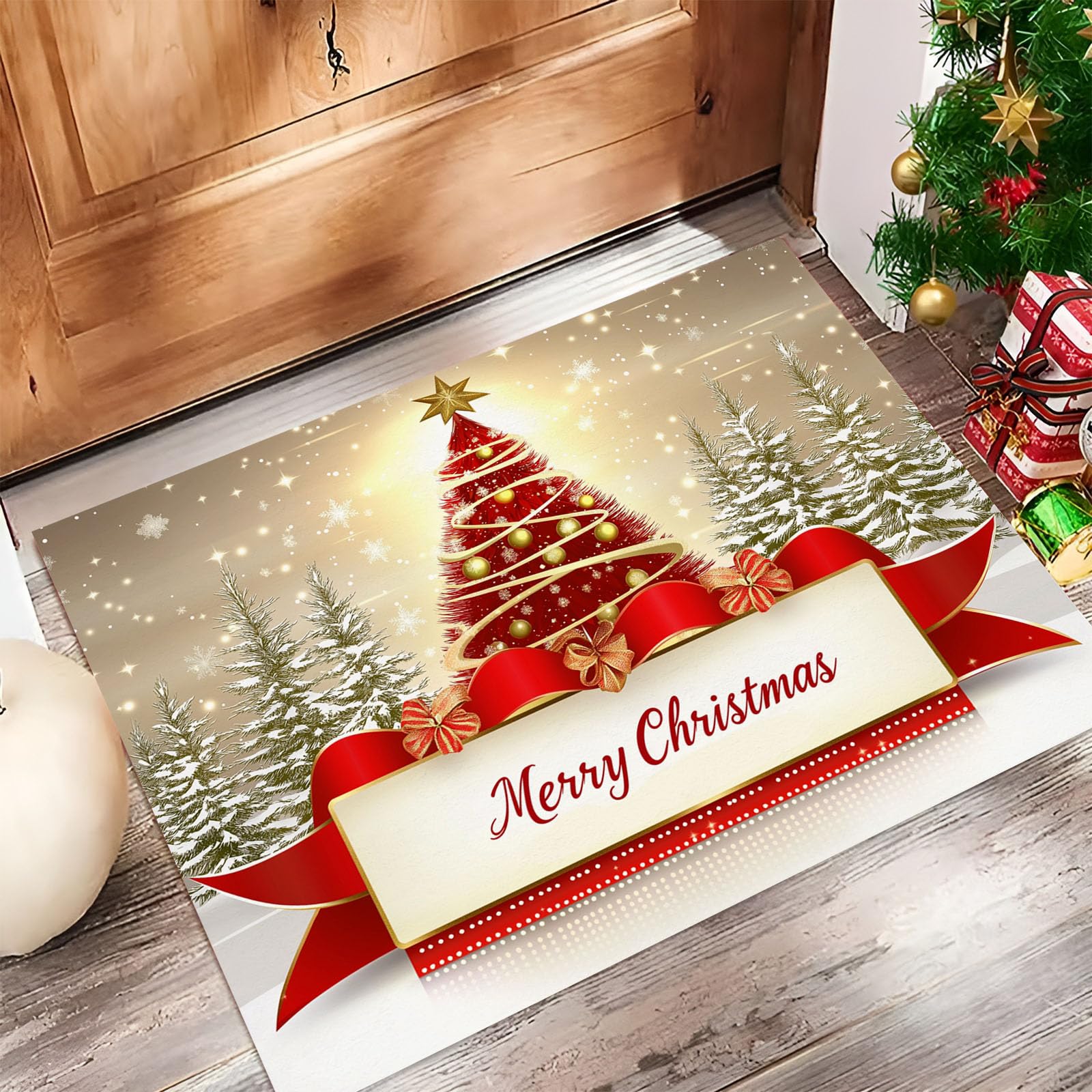 Tapis de Bienvenue Sapins de Noël pour une Entrée de Maison Chaleureuse