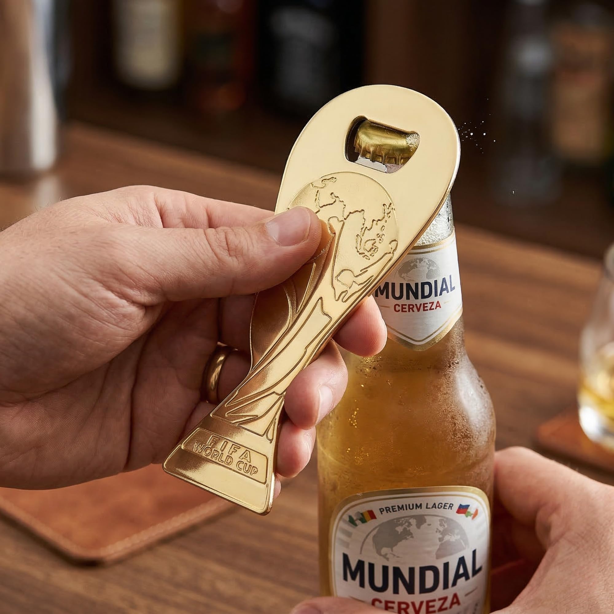 Offizieller 2026 FIFA Weltmeisterschaft Trophäe, magnetischer Metall-Flaschenöffner (14,6 x 6,3 cm) – perfektes Fußball-Fan-Geschenk, Kühlschrankmagnet und Bar-Zubehör für die Weltmeisterschaft 2026