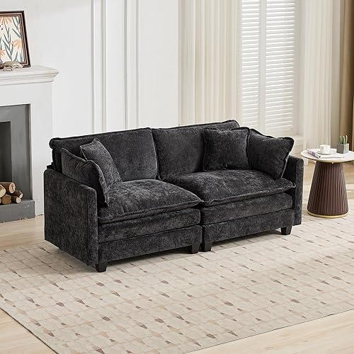 Miniatura 120 de Sofá seccional modular beige de 111.5", sofás seccionales grandes de 3 plazas para sala de estar, tela de chenilla marfil blanquecino, sofá nube de