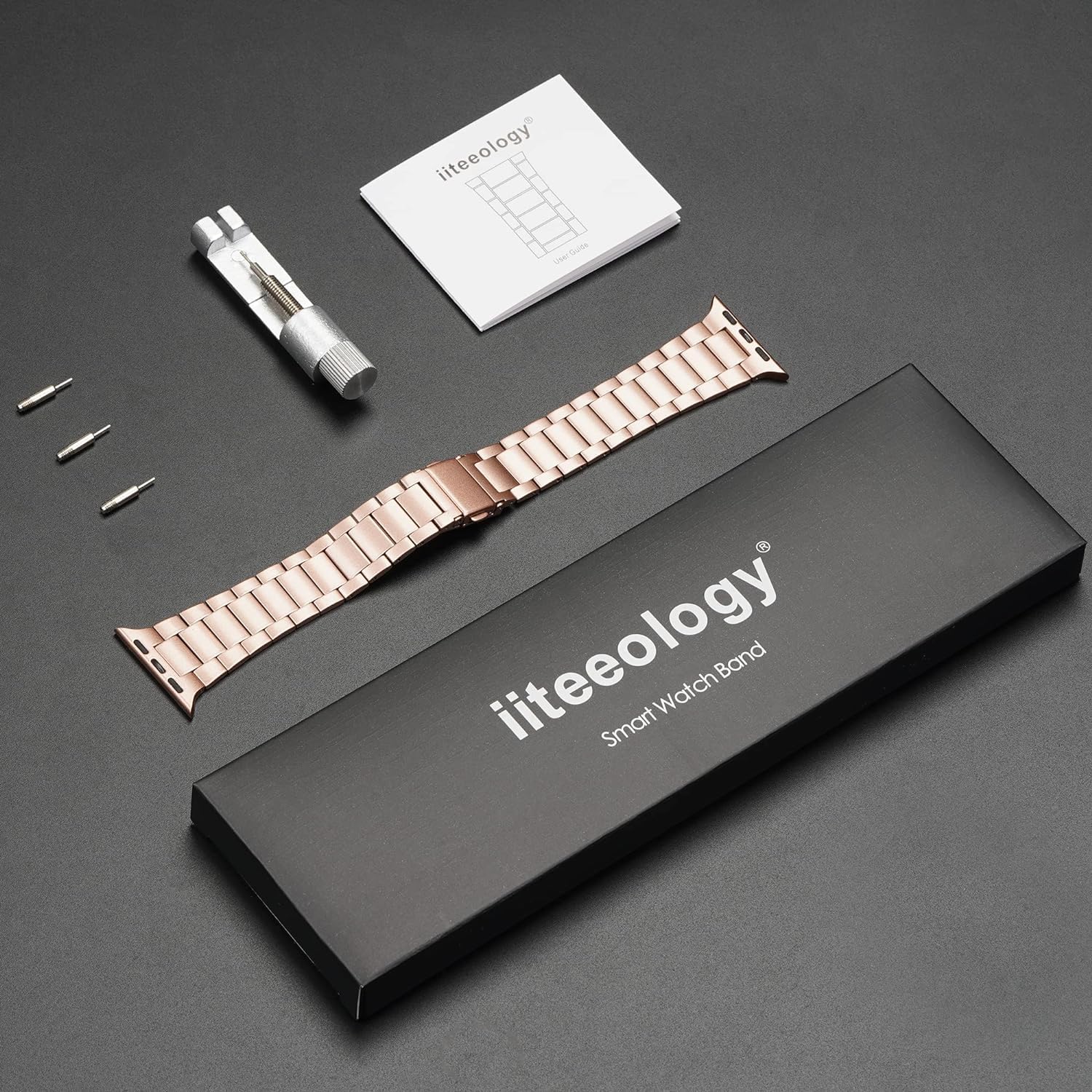 iiteeology Lightweight Stainless Steel Band Designed for Apple Watch Series 1-11, 42mm, 41mm, 40mm, 38mm, SE2&SE3, Replacement iWatch Bands for Women, Rose Gold - Image 7