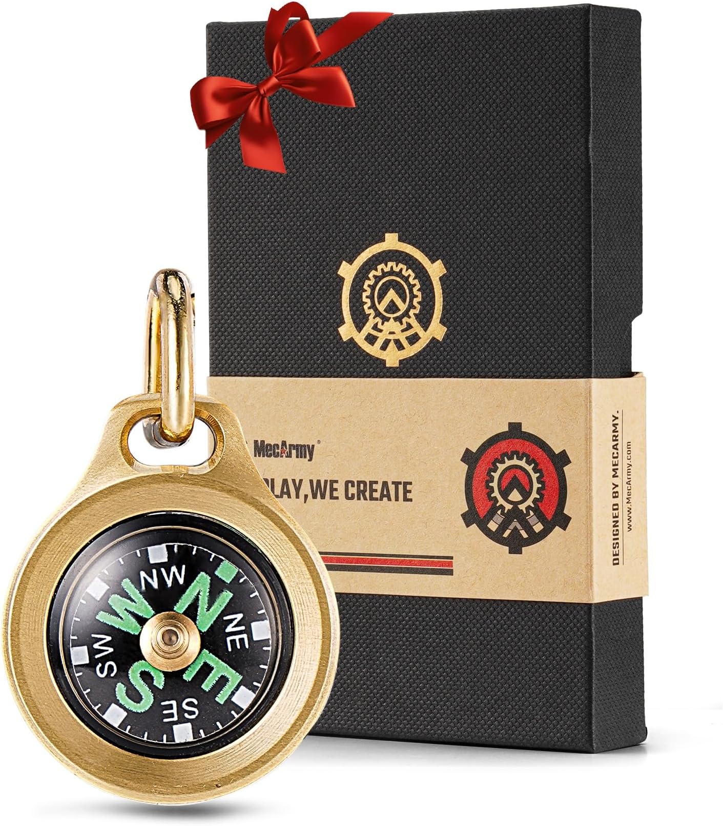 MecArmy CMP Titanium/Brass EDC Compass, Teardrop Shaped Design with Exquisite engrave, Fluorescence Glow in The Dark Max runtime of 6 Hours IPX5 Waterproof Free Beaded Chain Worn as Pendant