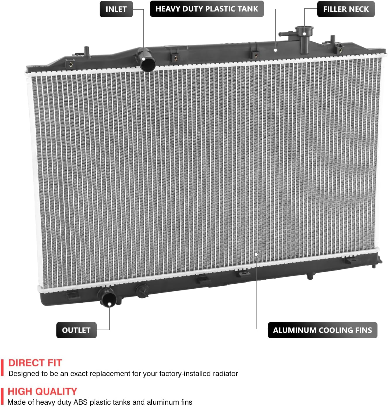 DNA MOTORING OE Style 1-Row Style Aluminum Cooling Radiator Compatible with 18-24 Honda Odyssey 3.5L, OEM-RA-13672