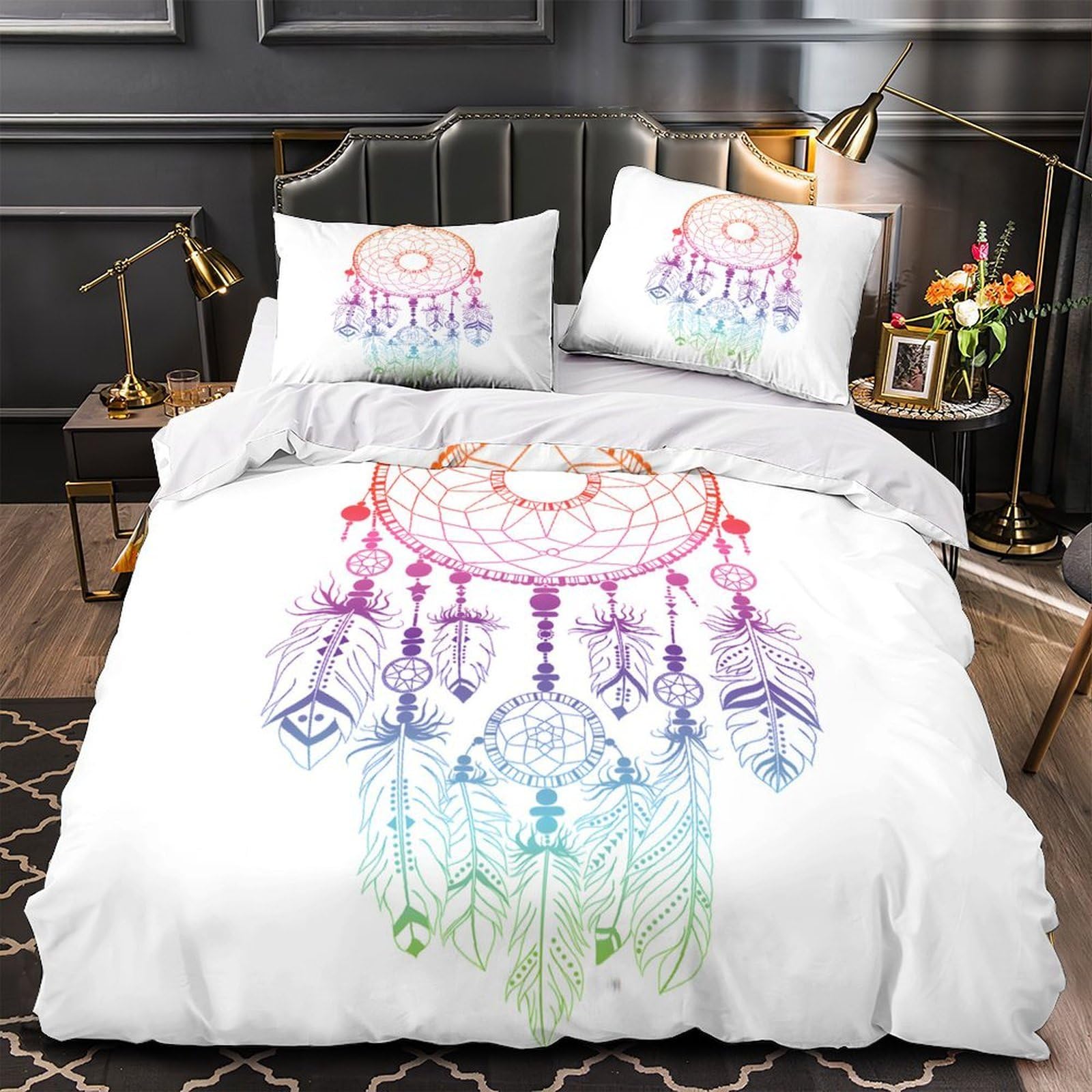 Parure de lit fruit du dragon 260x220cm en microfbre 3D avec housse de couette et taies d'oreiller
